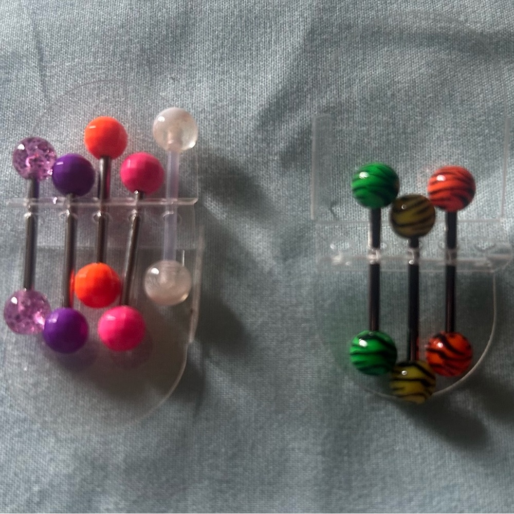 Colorful Barbell Tongue Rings Set